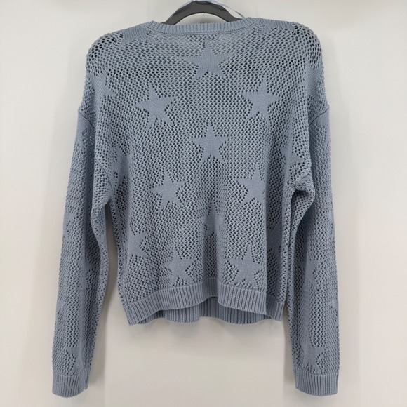 Madden Girl Womens Knit Sweater XL Blue Star Cutout Long Sleeve Casual Top - Picture 2 of 8